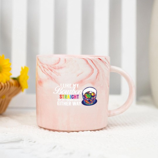 LGBT Proud Ally I Like My Bourbon Straight LGBTQ Marble Mugs