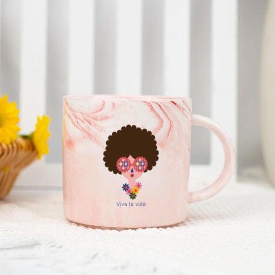 Cute Frida Kahlo In Colorful Summer Vacation Marble Mugs