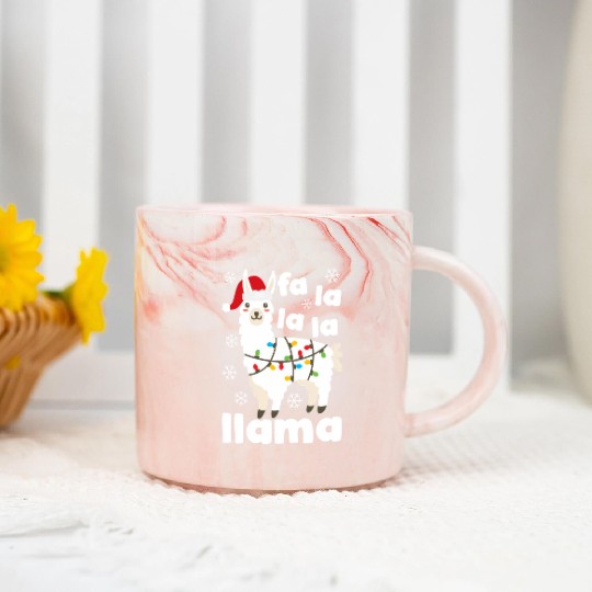 Fa La La Llama Falala Kawaii Snow Lamb Marble Mugs