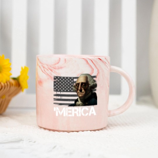 Merica George Washington Independence Day USA Marble Mugs