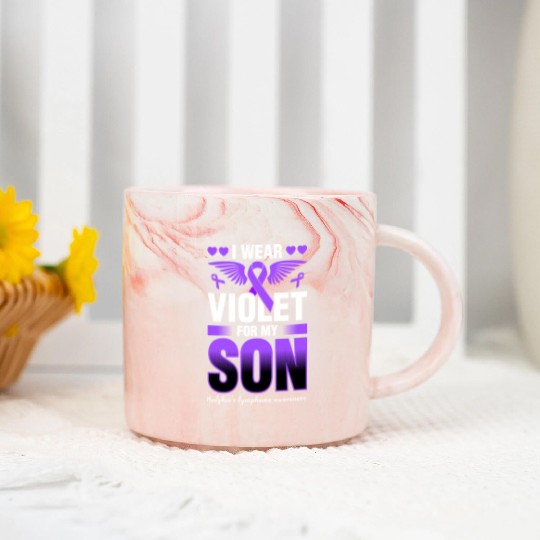 I Wear Violet For My Son Hodgkins Lymphoma Marble Mugs