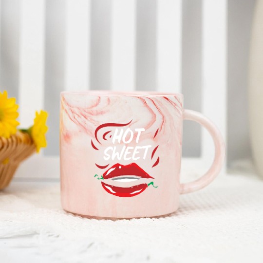 Red Hot Sweet Pepper Lips Marble Mugs