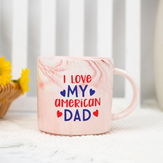 I Love My American Dad boy nature Marble Mugs