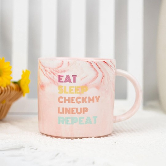 Eat Sleep Check Line Up Repeat Fantasy Football Marble Mugs