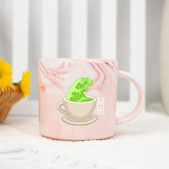 Matcha Latte Great Green Tea Wave Marble Mugs