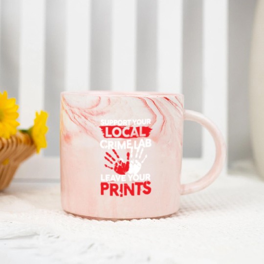 Support Your Local Crime Lab Leave Your Prints Marble Mugs