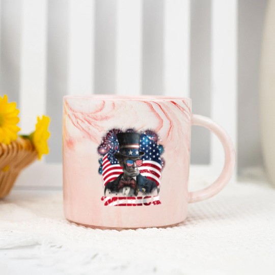 Merica Lincoln Independence Day Party 4th July Marble Mugs