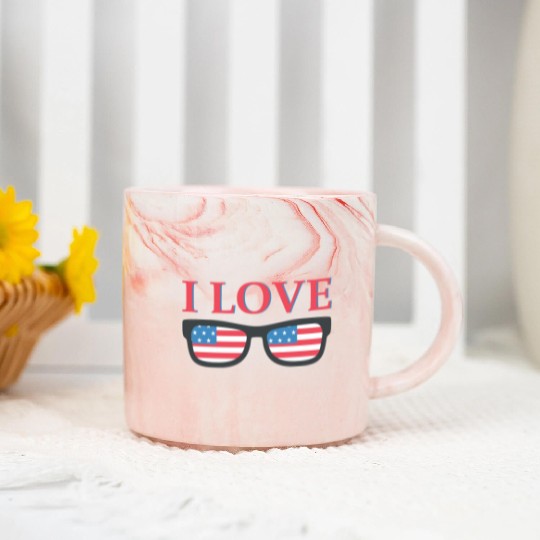 I Love America Marble Mugs