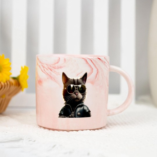 Cat With Sunglasses Cute Cat Mom Meow Paws Kitty Marble Mugs