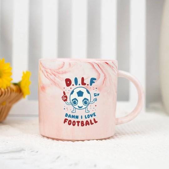 Damn I Love Football Milf Footy Soccer Dad Jokes Marble Mugs
