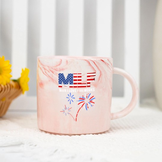 MILF Man I Love Fireworks Funny American Patriotic Marble Mugs