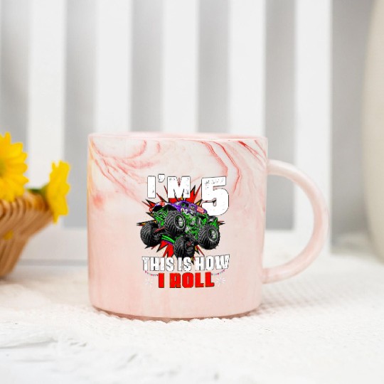Kid 5th Birthday Boy Monster Truck Rule JAM Marble Mugs
