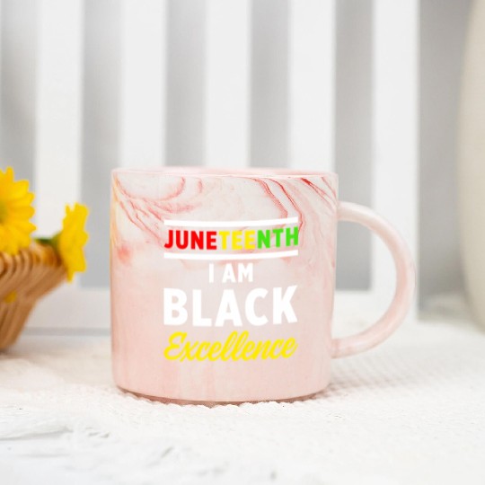 Juneteenth Excellence Black African American Flag Marble Mugs