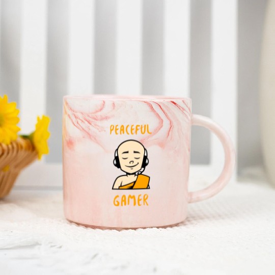 Peaceful Gamer Monk Marble Mugs