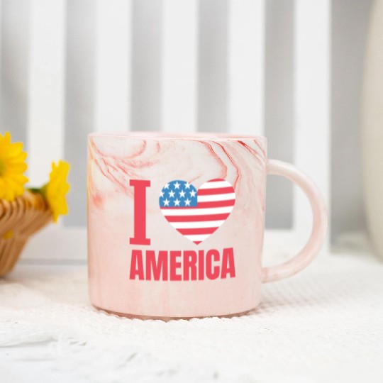 I Love America Marble Mugs