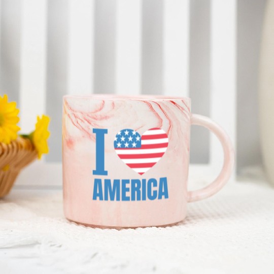 I Love America Marble Mugs