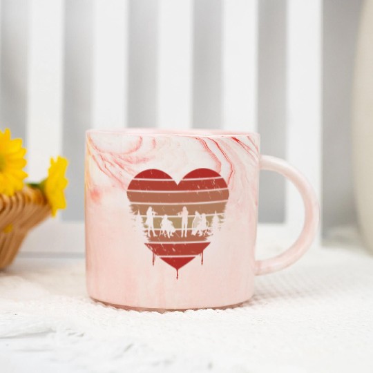 Cute Red Vintage Heart Orchestra Valentine Day Marble Mugs