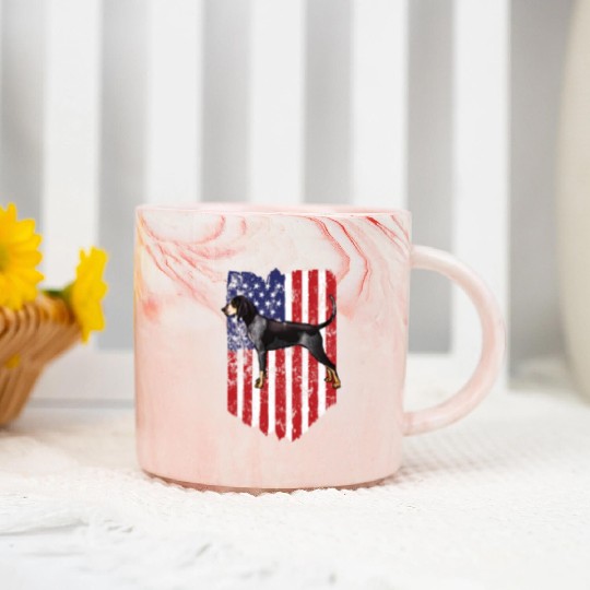 American Flag Bluetick Coonhound 4Th Of July Usa Marble Mugs