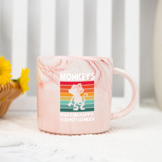 Monkey Make Me Happy You Not So Much Marble Mugs
