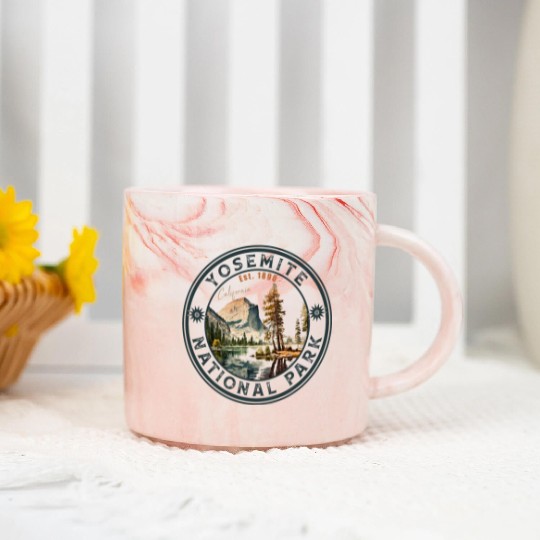 Yosemite National Park Vintage Style Half Dome Marble Mugs
