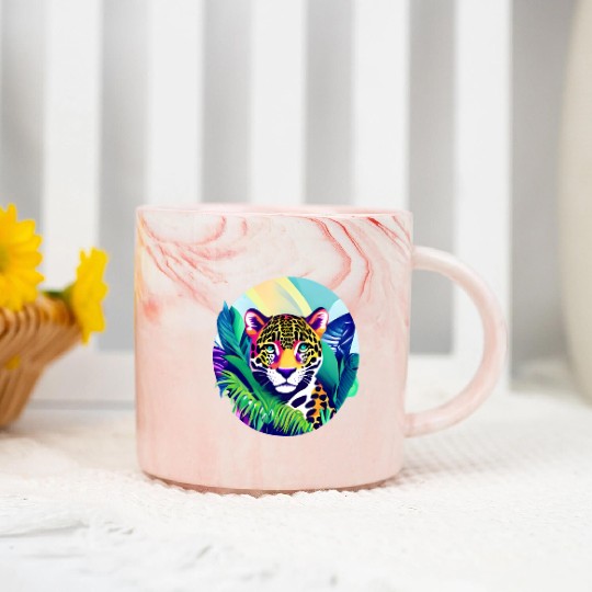 Jaguar in the Tropics Marble Mugs