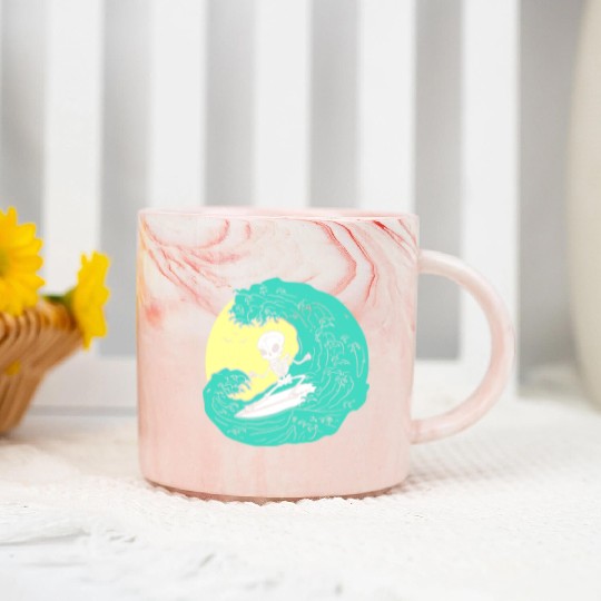 Skeleton surfing on Wave Marble Mugs