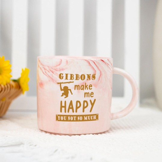 Gibbon Happy Saying Design Pirate Monkey Animal Marble Mugs