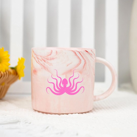 Menace Octopus Neon Pink Marble Mugs