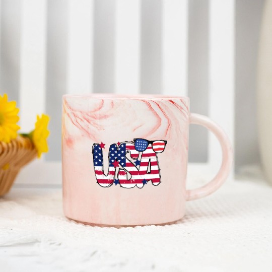 USA Flag Patriotic 4th of July America day of Marble Mugs