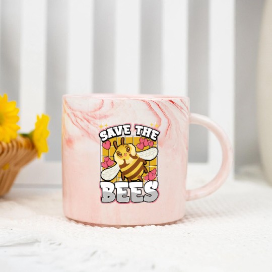 Save The Bees Cute Bumblebee Marble Mugs