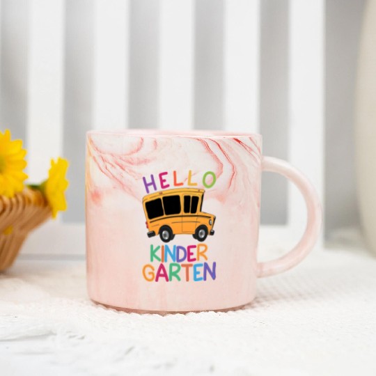 hello kindergarten Marble Mugs print template school bus