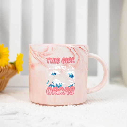 This Girl Loves Orcas Sea Orca Whale Protect Marble Mugs