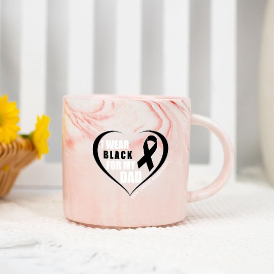 I Wear Black For My Dad Skin Cancer Awareness Marble Mugs