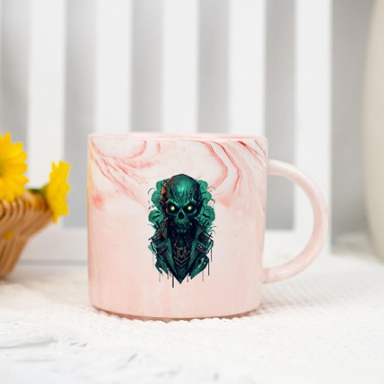 Green Toxic Zombie RPG Game Style Marble Mugs