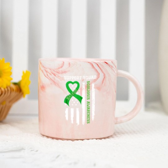 Usa Flag Support Squad Scoliosis Awareness Marble Mugs