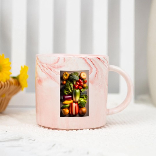 Fresh vegetable logo design in Marble Mugs cloths