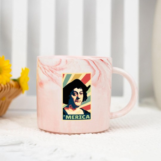Christopher Columbus Merica Vintage Colors Marble Mugs