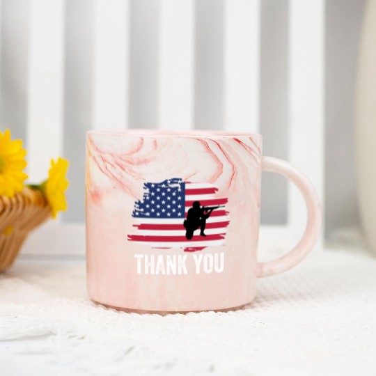 Thank You Us Flag Memorial Day Marble Mugs