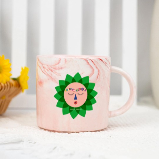 Cute Colorful Frida Kahlo Portrait Mexican Sun Marble Mugs
