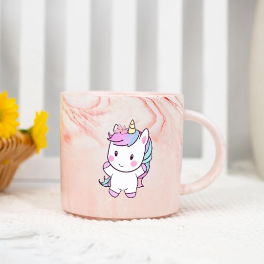 Cute Dancing Unicorn, Joyful Fantasy Design Marble Mugs