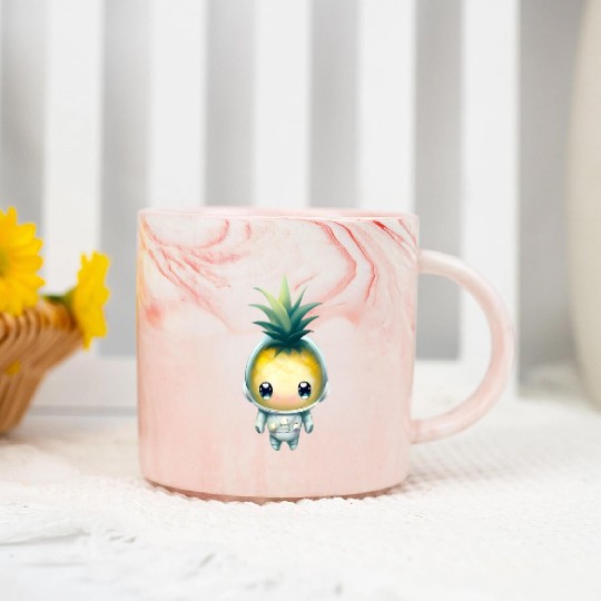 Kawaii astronauts pineapple Marble Mugs