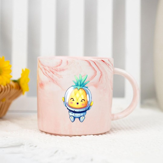Kawaii astronauts pineapple Marble Mugs