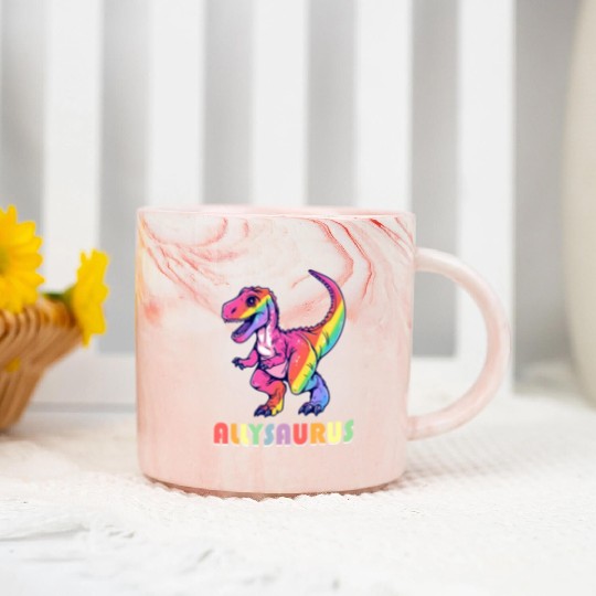 Allysaurus LGBT Transgender Dino Rainbow Lesbian Marble Mugs