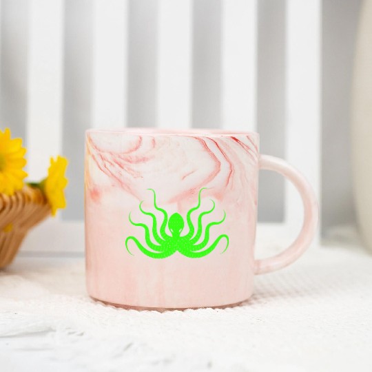 Menace Octopus Neon Green Marble Mugs