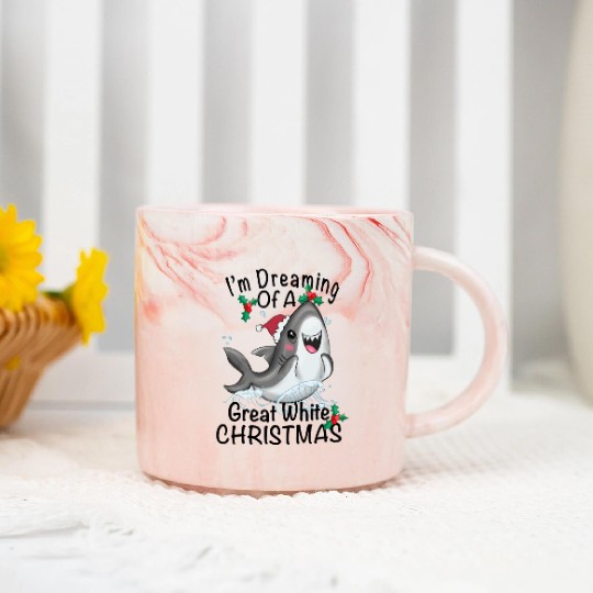 Great White Christmas Marble Mugs