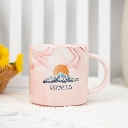 Nevada With Mountain Sunset Scenery Marble Mugs