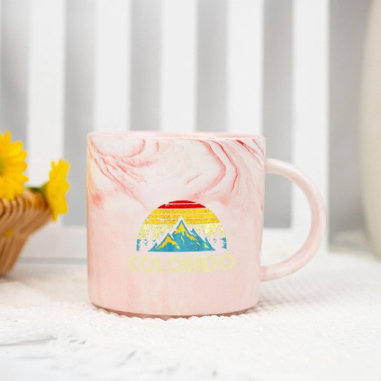Colorado Vintage Mountains Nature Hiking Marble Mugs