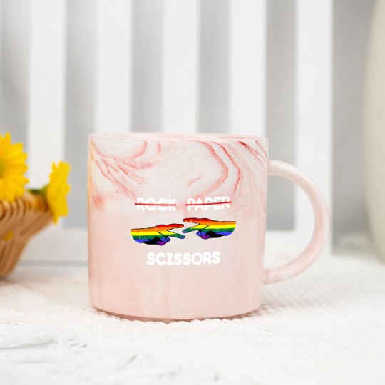 Rock Paper Scissors Funny Lesbian Pride LGBT Cool Marble Mugs
