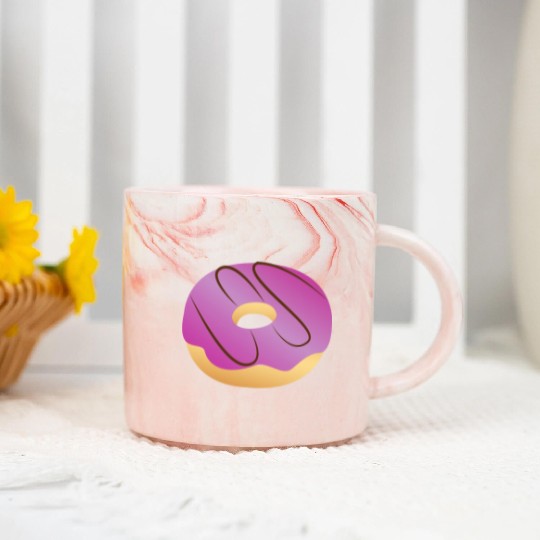 Sweet Pink Glazed Donut Marble Mugs