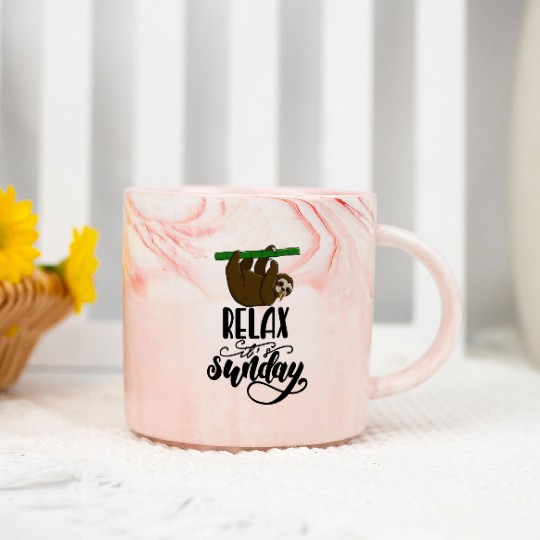 Relax It's Sunday Sloth Marble Mugs